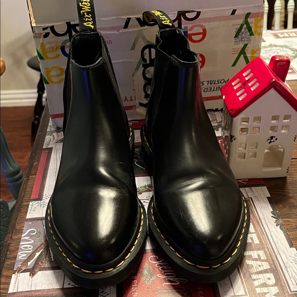 Reduced! Dr. Martens Black Chelsea Boots with Yellow Stitching! Brand New!